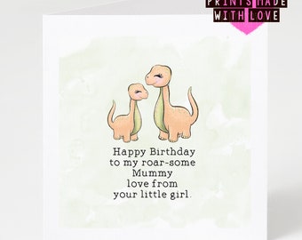 Mommy birthday card - Mother's Day card - Mummy - Mom - Mammy Dinosaur any message Personalised 1089