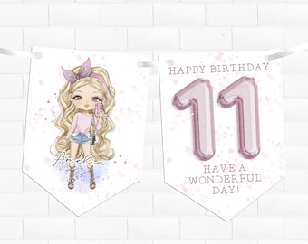 Personalised  birthday  bunting | birthday party decorations teen birthday 10 11 12 13 14 15 16 17 18 daughter granddaughter