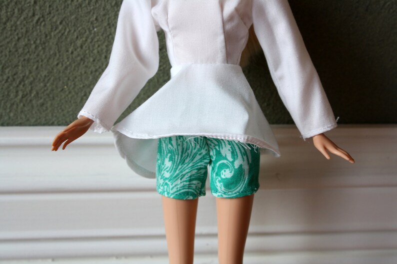 Teal Shorts with White Paisley Print for 11.5 Fashion Doll Shorts Only