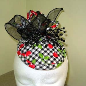 Cherry Gingham Fascinator