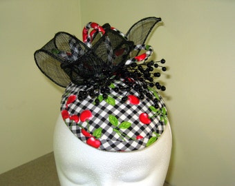 Cherry Gingham Fascinator