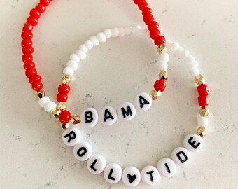 BAMA | Roll Tide Personalized Beaded Bracelets | Bama Bracelets | Name Bracelets | Personalized Beaded Name Bracelets | Roll Tide Bracelet