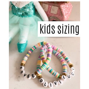 KIDS Funfetti Collection | Kids Personalized Custom Beaded Name Bracelets | Heishi Stackable Bracelets for Kids | Kids Gifts