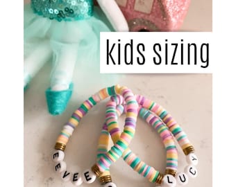 KIDS Funfetti Collection | Kids Personalized Custom Beaded Name Bracelets | Heishi Stackable Bracelets for Kids | Kids Gifts