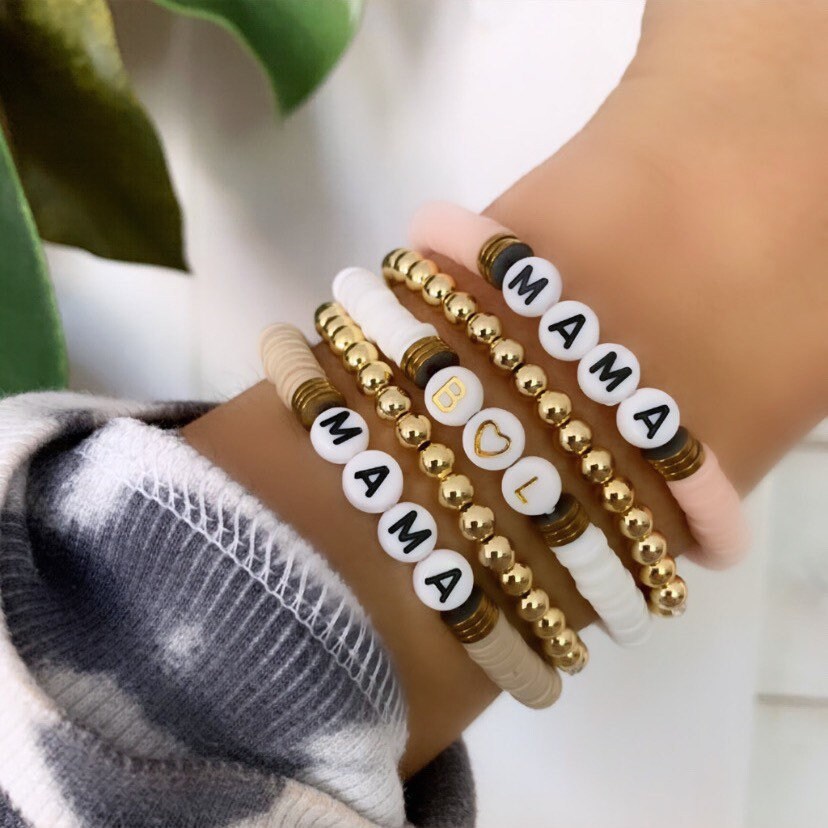 Best Friend Word Beaded Funfetti Bracelet for Women Letter Beads Stretch  Jewelry