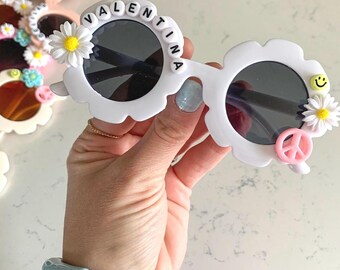 Personalized Flower Sunglasses: Beaded Name, Custom Kids Sunglasses