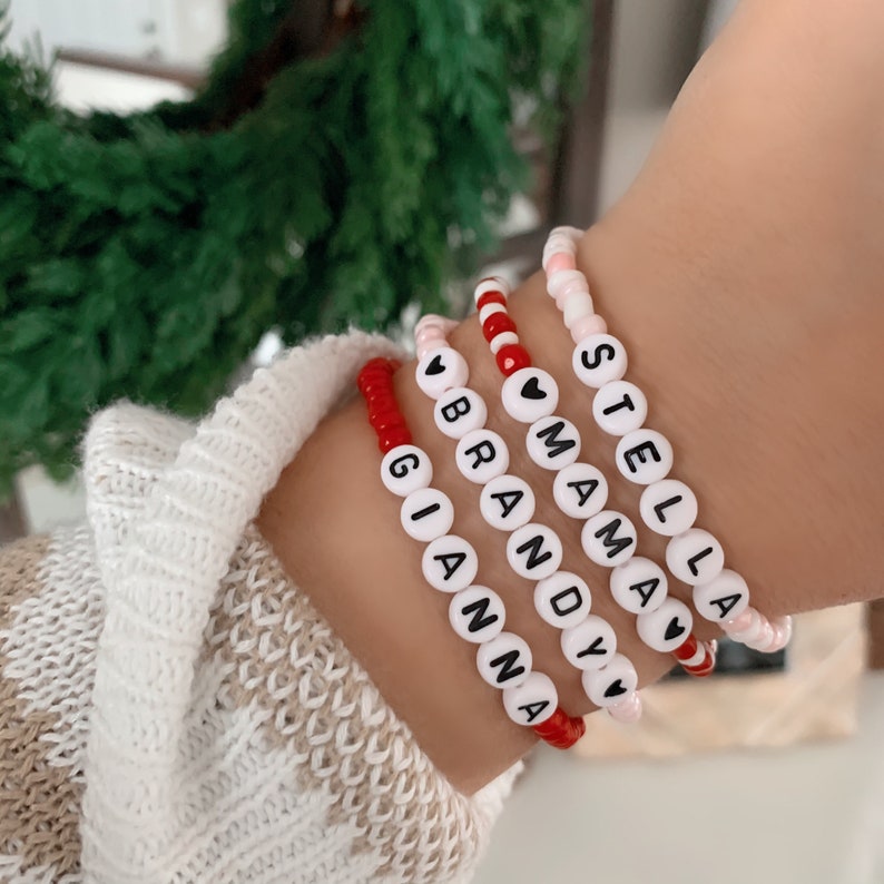 Personalized Name Beaded Bracelets Name Bracelets Initial Etsy