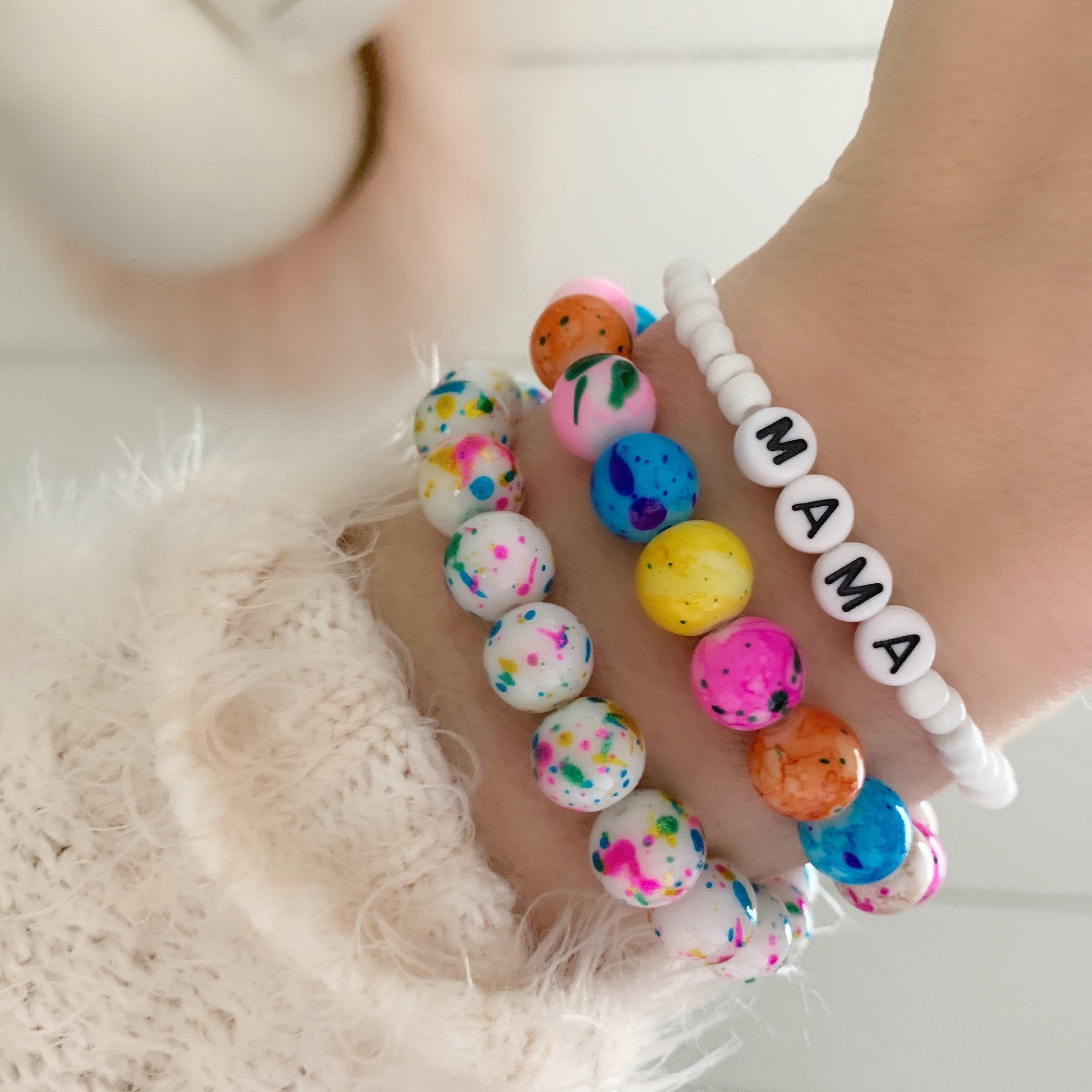 Neon Beaded Bracelet: Personalized Name Bracelet, 80s Style