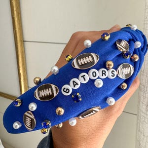 Personalized Football Beaded Knot Headband | Football Knotted Headband | Sports Headband | Sports Headbands | Hair Accessories