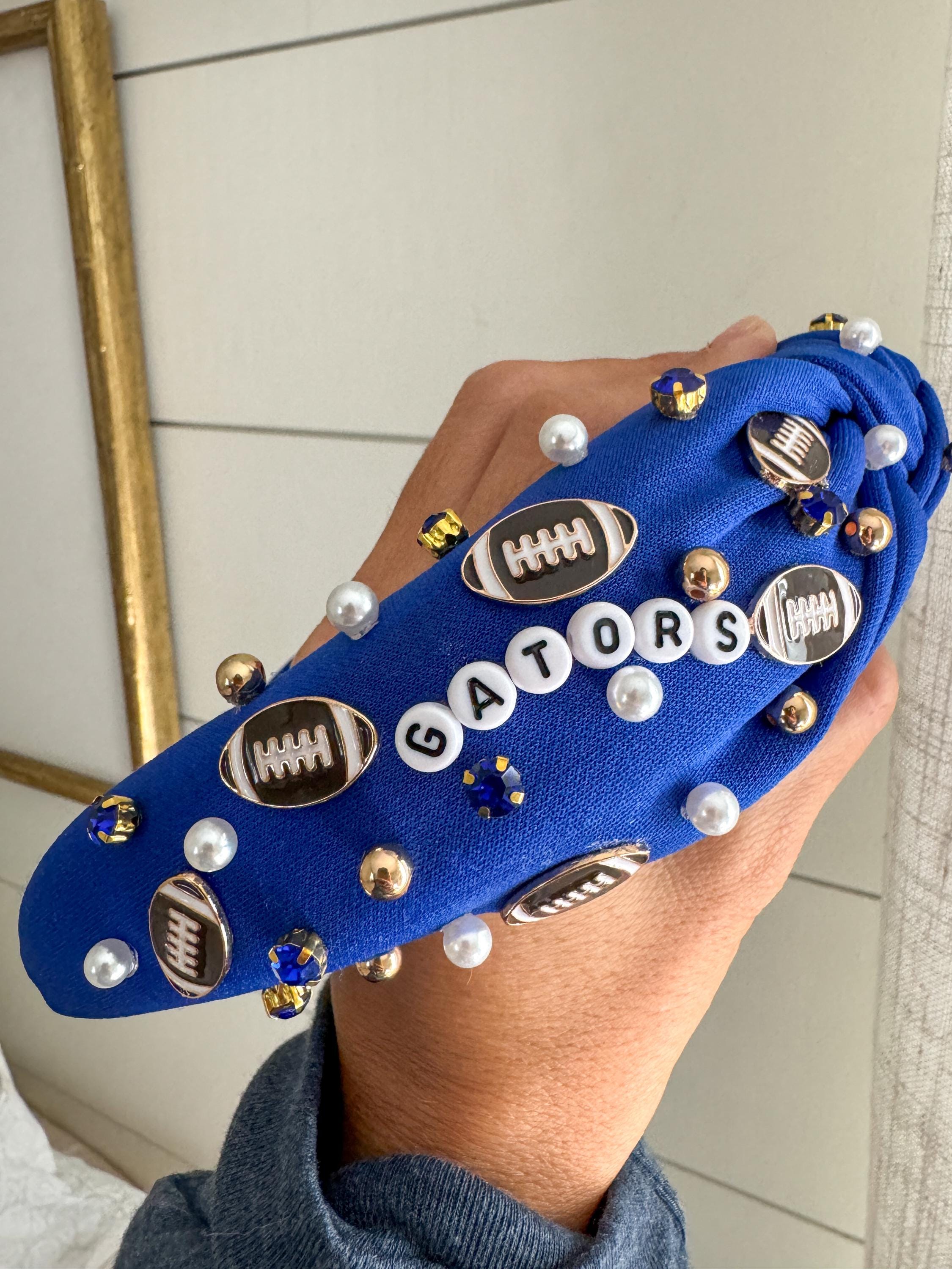 Fascia per capelli da donna, alla moda, con perle e strass, annodata e larga, accessorio per capelli per tifosi di calcio