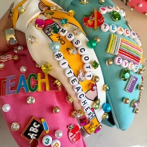 Personalized Teacher Beaded Knot Headband | Teacher Knotted Headband | Teacher Appreciation Gift Idea | Teacher Headbands | Hair Accessories