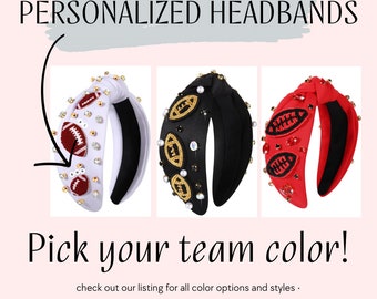 Personalized Football Beaded Knot Headband | Football Knotted Headband | Sports Headband | Sports Headbands | Hair Accessories