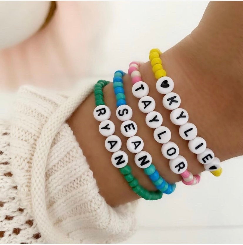 Personalized Custom Beaded Name Bracelets Custom Word Beaded | Etsy