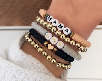 Personalized Gold Heishi Name Bracelet - Mama Gift