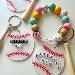 Baseball personalisierte Keychain | Schlüsselanhänger | Baseball Taschenanhänger | Baseball Perlen benutzerdefinierte Armband | Eis am Stiel Drip Baseball