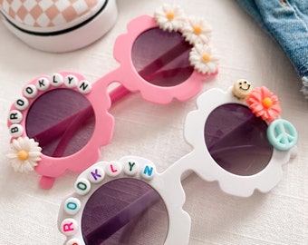 Many Colors! Personalized Flower Sunglasses | Name Sunglasses for Toddlers | Custom Sunglasses for Kids | Custom Name Flower Sunglasses