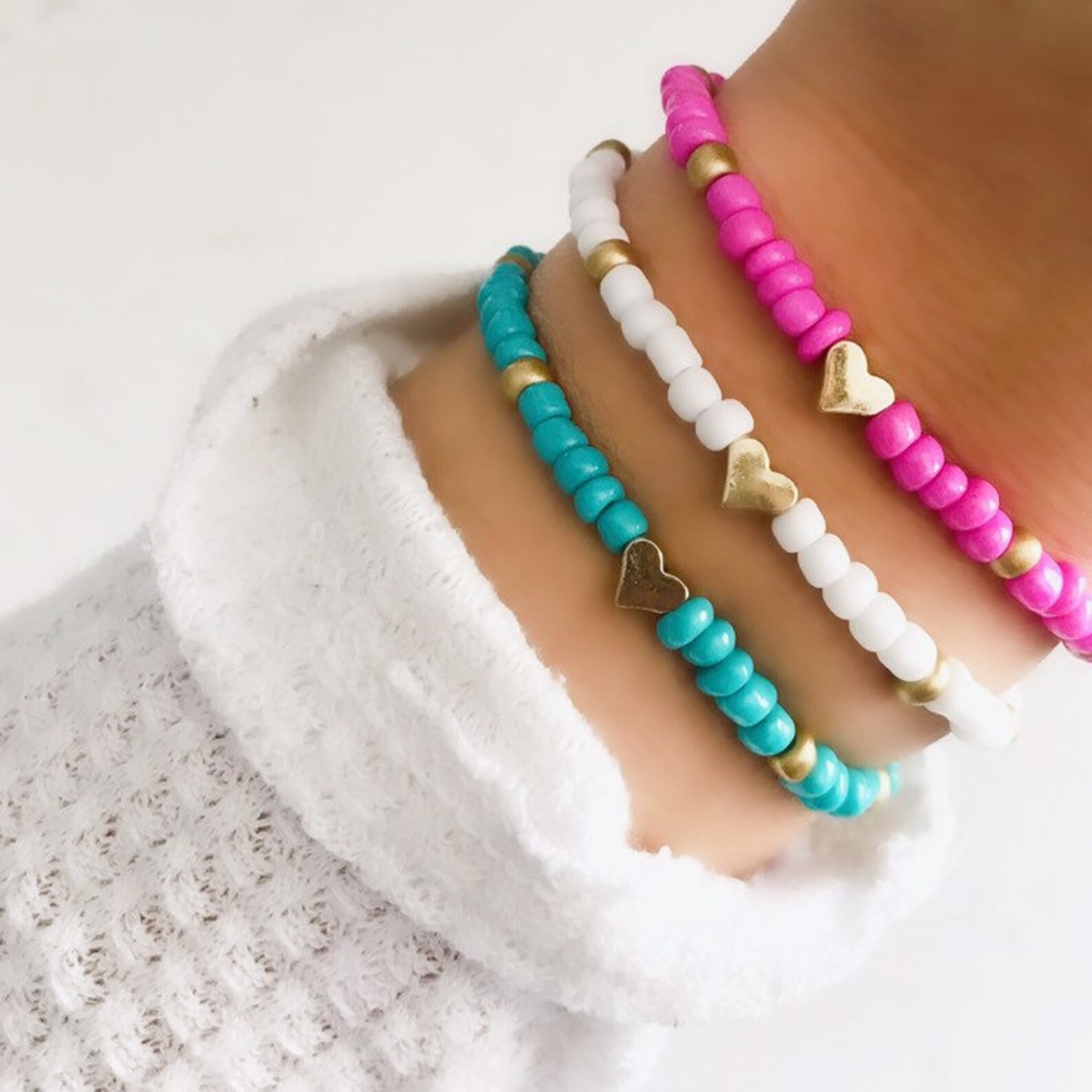 Gold Heart Charm Bracelet Charm Bracelet Heart Bracelet Etsy