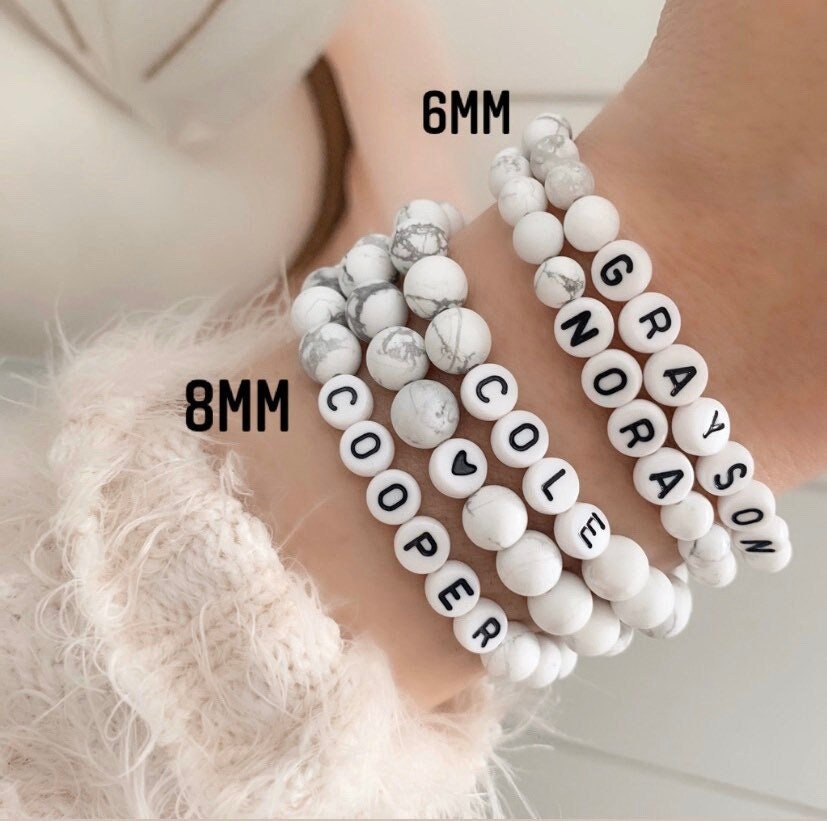 White marble deals beads
