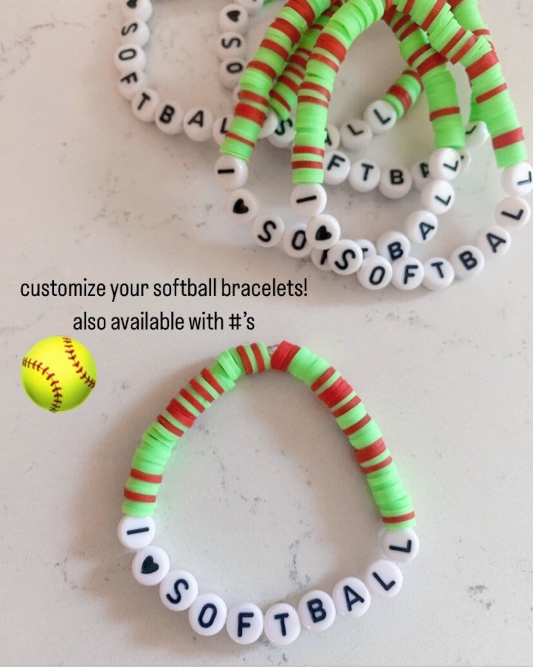 Personalized Softball Team Bracelet: Custom Beaded Name Bracelet
