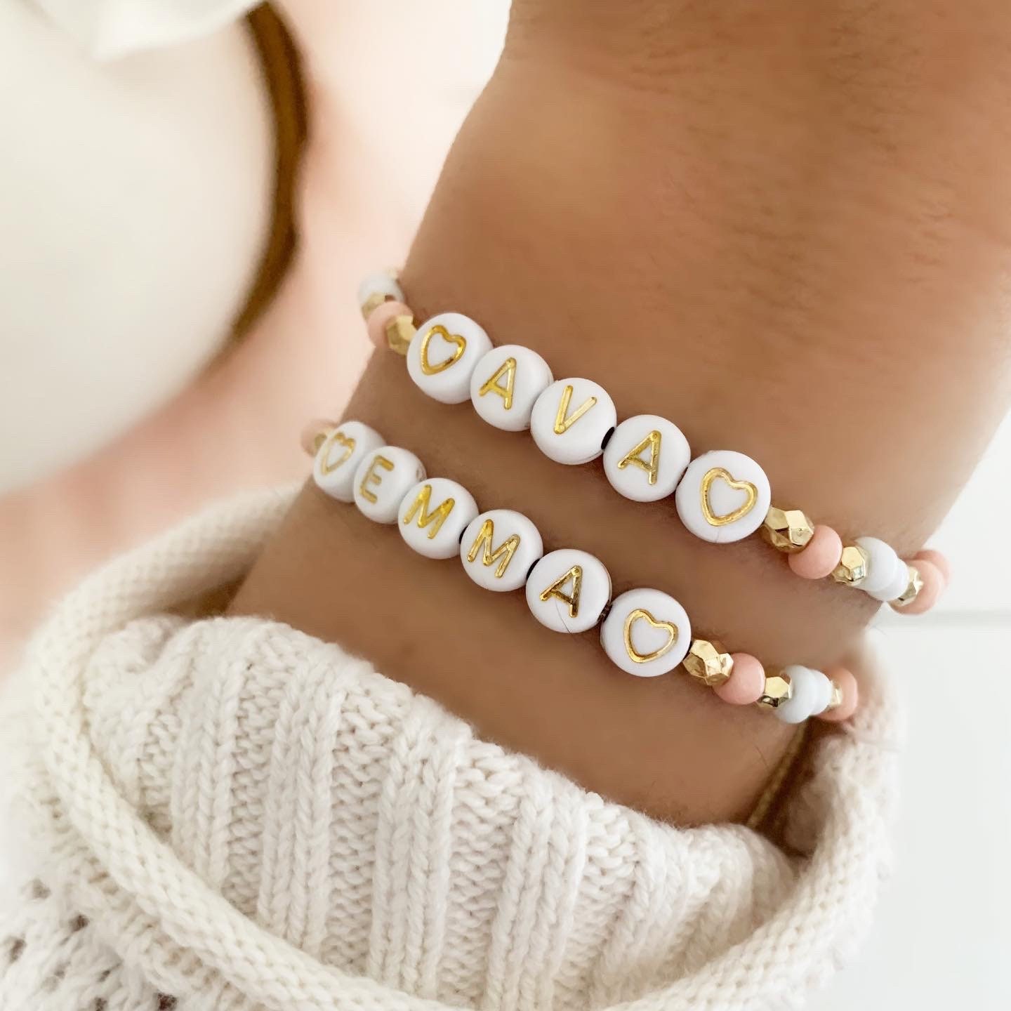 New! GOLD LETTERS Personalized Custom Beaded Name Bracelets | Custom …