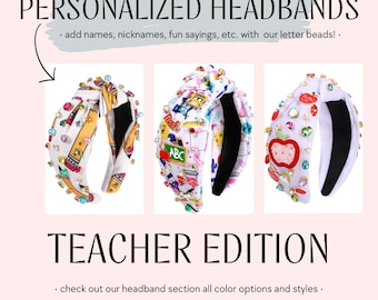 Personalized Teacher Beaded Knot Headband | Teacher Headband | Teacher Appreciation Gifts| Personalized Teacher Gifts  | Hair Accessories