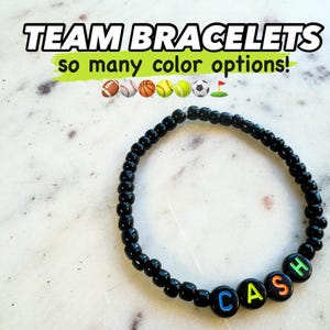 Sports Team Bracelets, Personalized Beaded Bracelets for Sports, Fan Gear for Sports, Personalized Name Bracelet, Sports Fundraising