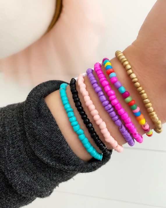Solid Color Beaded Bracelet More Color Options Custom | Etsy