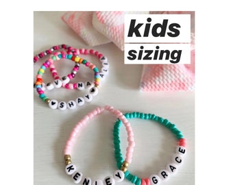 Kid’s Age 4-10 | Personalized Custom Beaded | Name Beaded Bracelets for Kids Girl Name Bracelet