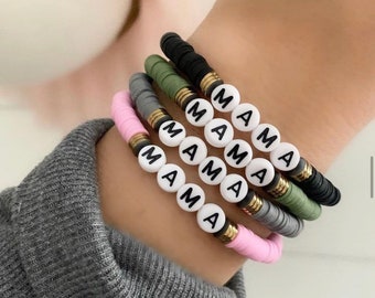 Personalized Heishi Disc Beaded Name Bracelets | Discs Bracelets | Womens Beaded Name Personalized Bracelets | Personalized Gifts for Mom