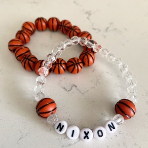 Personalized Basketball Bracelets for Kids, Women and Men | Sports Team Bracelets | Kids Basketball Team Accessories | Beaded Bracelets