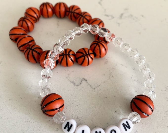 Personalized Basketball Bracelets for Kids, Women and Men | Sports Team Bracelets | Kids Basketball Team Accessories | Beaded Bracelets