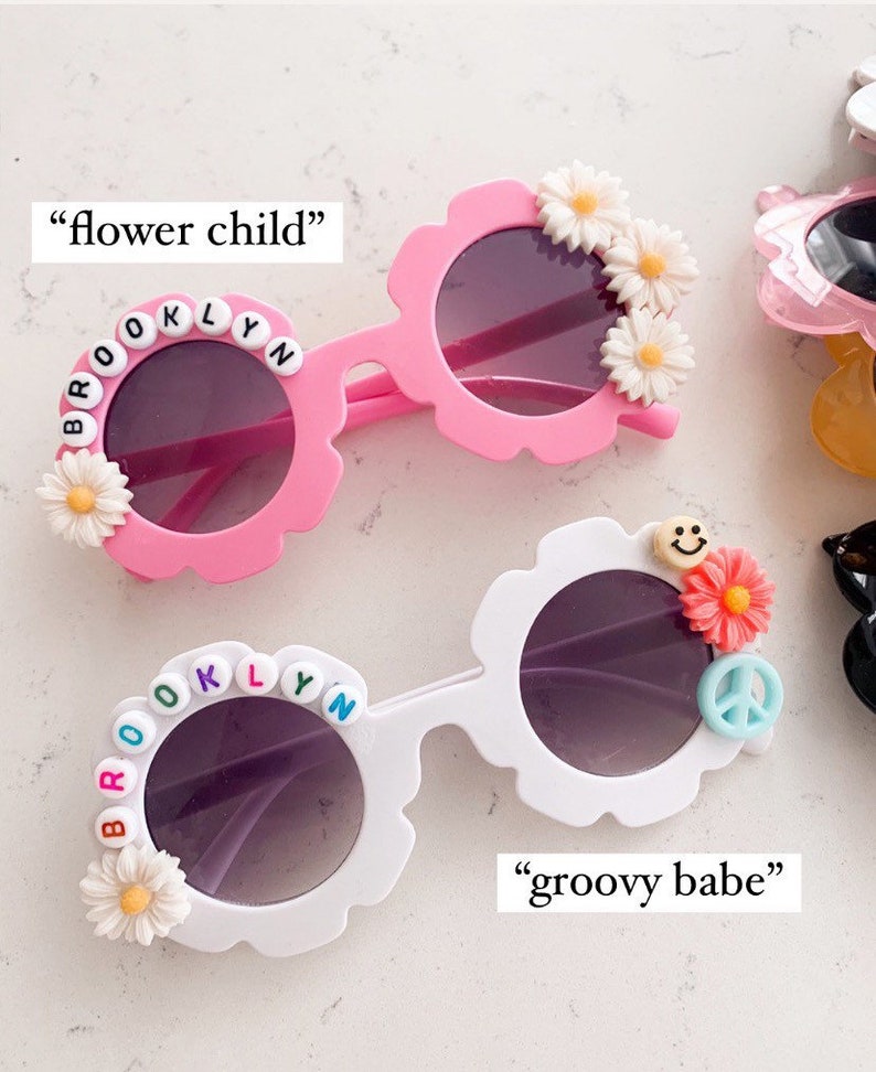 So Many Colors Personalized Flower Sunglasses Beaded Name Etsy