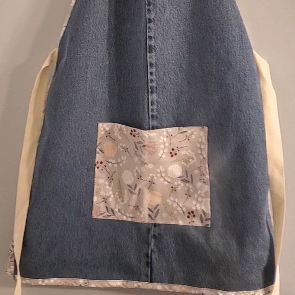 Upcycled bib-style denim apron --child or small adult size