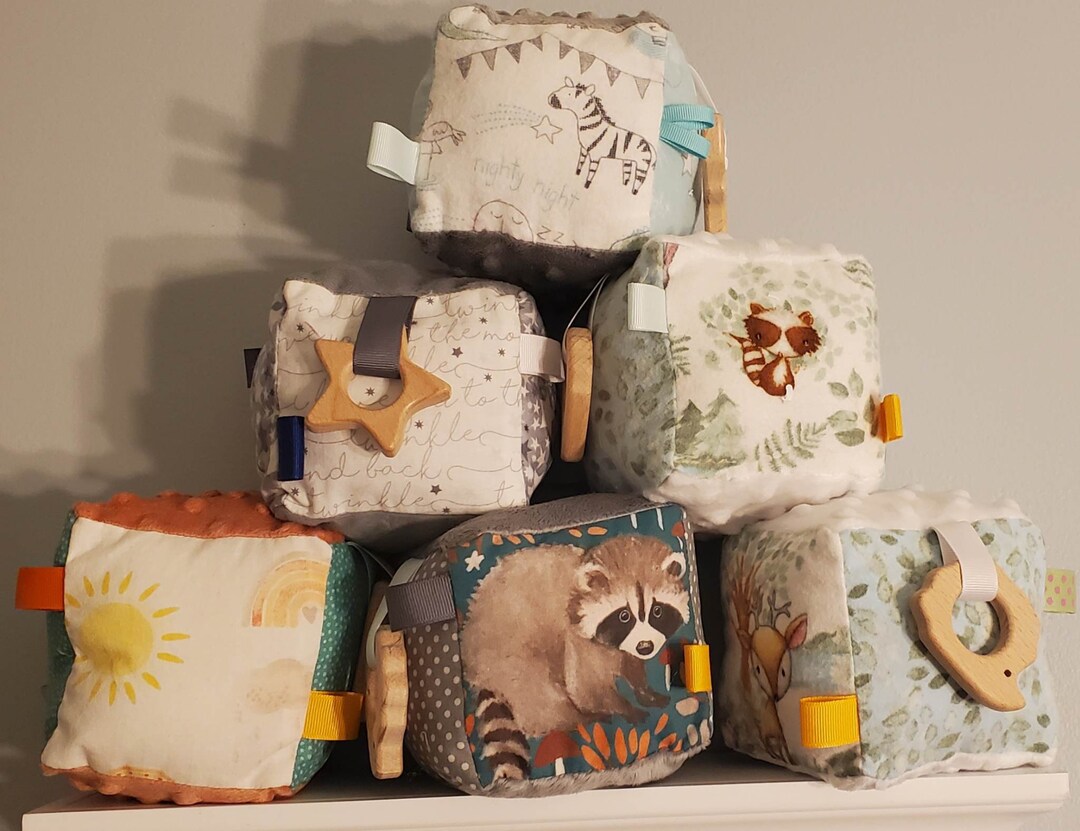 Sensory Blocks for Babies Teether Rings Jingle Bell Ribbon Etsy