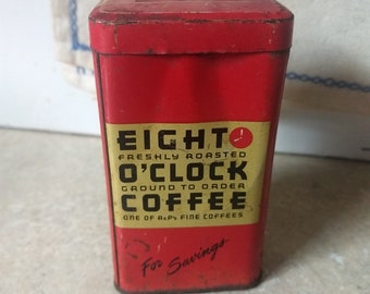 vintage eight o'clock coffee tin bank