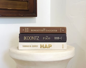Decorative Books - Book Stack - Shelf Decor - Coffee Table Books - Farmhouse Decor - Staging Decor - Cream Books