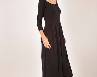 Winter Dress, Minimalist Black Dress, Midi Dress, Loose Dress, Long sleeves Dress, Tunic Dress, Maxi Dress, High Waist Dress, Israeli Shop