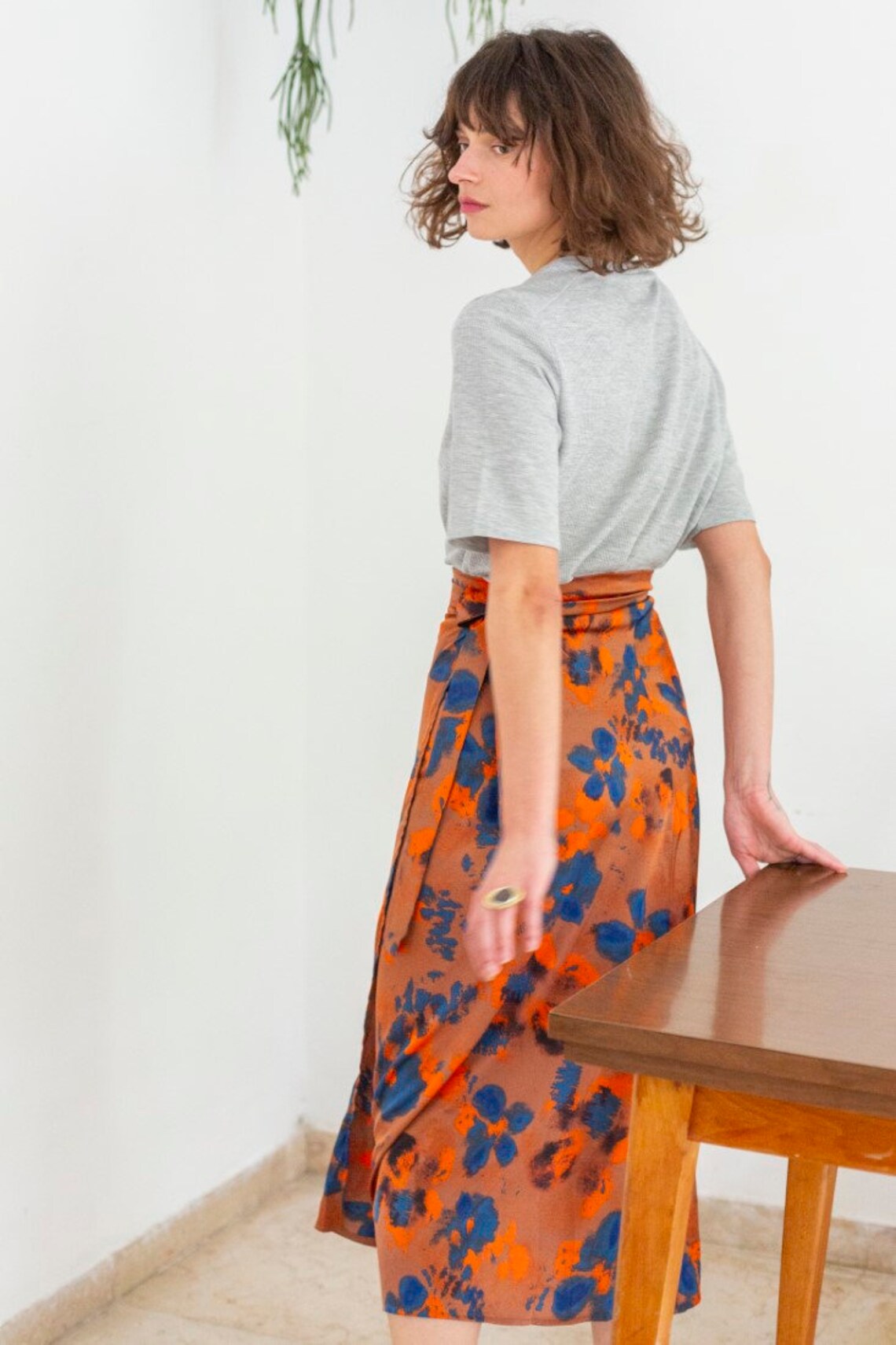 Blue wrap skirt