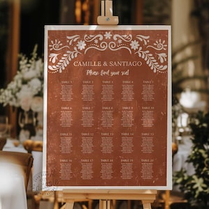 Mexican Wedding Seating Chart, Table Seating Chart, Papel Picado Wedding, Talavera Inspired Wedding, Rustic Seating Chart Template, WD 0415