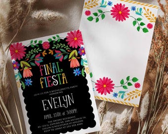 Final Fiesta Bachelorette Invitation Editable, Mexican Theme Bridal Shower Invite, Papel Picado Bridal Shower Invite Template 0103