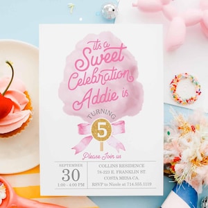 Cotton Candy Birthday Invitation: Pink Carnival Theme (Printable Template Download) 0115