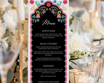 Fiesta Wedding Menu Card Template, Mexican Theme Wedding Menu Printable, Editable Wedding Menu Download, Rustic Hacienda Reception Menu 0103
