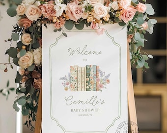 New Chapter Baby Shower Welcome Sign | Editable Book Theme Poster Printable Template 0440