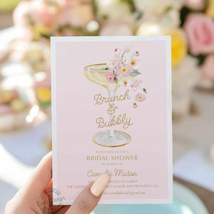 Brautdusche Einladung Vorlage, Champagner-Dusche einladen, Brautdusche Einladung Sommer rosa, Brunch einladen versandkostenfrei versandt versandt versandt versandkostenfrei