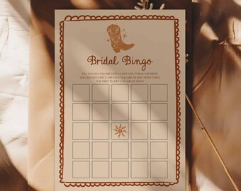 Western Chic Bridal Shower Game, Bridal Bingo Card Template, Cowgirl Bachelorette Party, Last Rodeo Shower, INDIVIDUAL Bridal Game  WD 0280