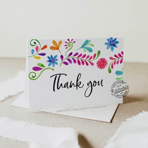 Fiesta Wedding Thank you Card, Mexico Wedding Thank you Card, PRINTABLE Mexican Destination Thank you Card, Instant Download, WD_105