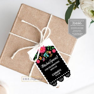 Fiesta Invitation Thank you Tags, Printable Mexican Theme Favor Tags, Editable INSTANT DOWNLOAD