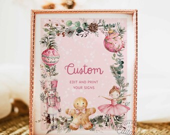 Pink Nutcracker Ballerina Sign Template: Land of Sweets (Digital File)