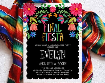 Fiesta Bridal Shower Invitation Editable, Mexican Theme Bridal Shower Invite, Final Fiesta Bachelorette Invitation, Printable Template 0103