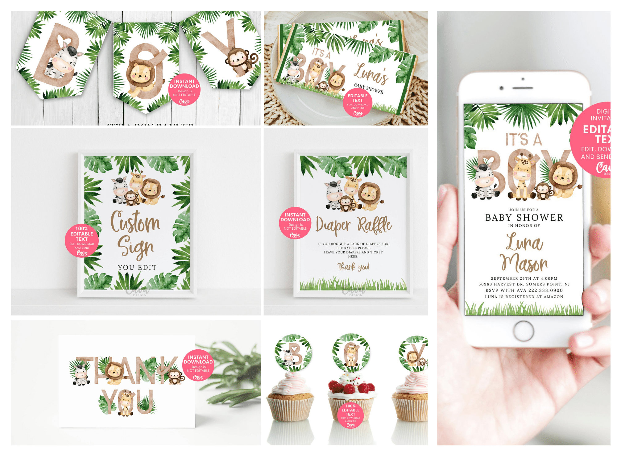 Safari Its a Boy Baby Shower Bundle Jungle Baby Shower - Etsy Hong Kong